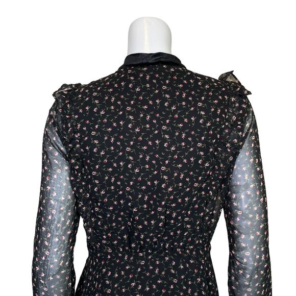 Lush | Women's Black/Floral Print Sheer Side/Sleeve Dress with Tags | Size: L - Picture 8 of 9